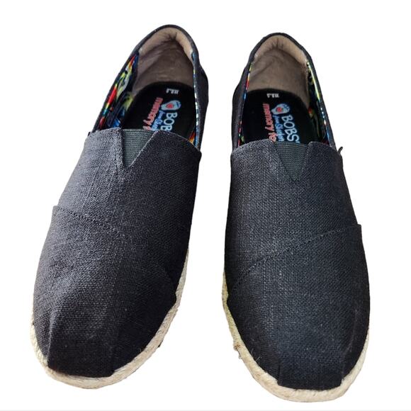 BOBS from Skechers High Jinx espadrille platform wedges black women's size 8.5 - Picture 3 of 7